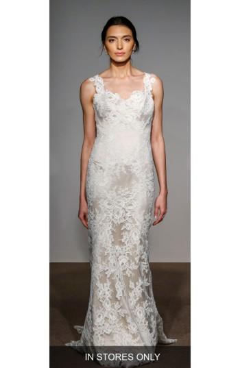 Women's Anna Maier Couture Ashley Sleeveless Silk & French Lace Gown, Size In Store Only - Ivory
