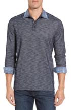 Men's Stone Rose Flame Slim Fit Long Sleeve Polo (m) - Blue