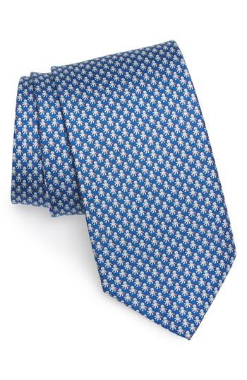 Men's Salvatore Ferragamo Ettore Print Silk Tie, Size - Blue