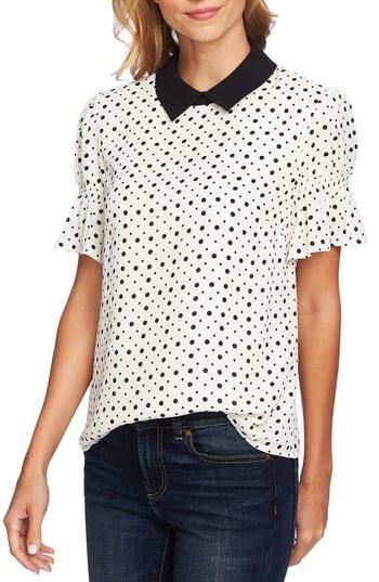 Women's Cece Collared Party Top, Size - White