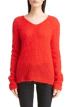 Women's Saint Laurent Mohair Blend Sweater - Red