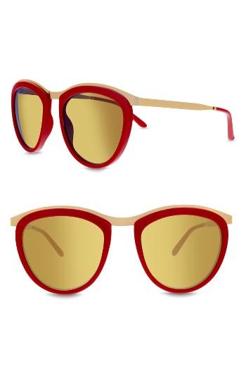 Women's Smoke X Mirrors Comic Strip 51mm Round Sunglasses - Red/ Shiny Gold/ Gold Mirror