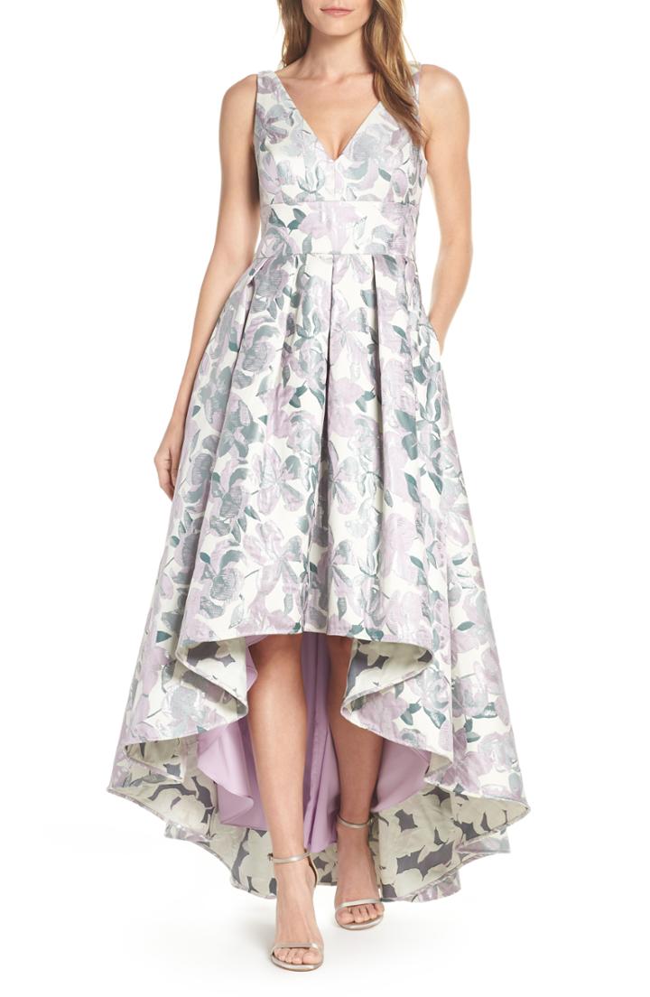Women's Eliza J Floral Jacquard High/low Evening Dress - Purple