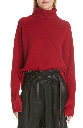 Women's Lee Mathews Cashmere Turtleneck Sweater - Red
