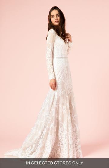Women's Bliss Monique Lhuillier Lace Trumpet Gown
