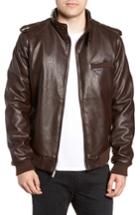 Men's Members Only Vintage Faux Leather Racer Jacket - Brown