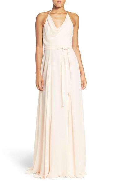 Women's Amsale 'daryn' Halter A-line Chiffon Gown