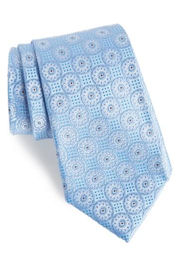 Men's Nordstrom Men's Shop Kaymer Medallion Silk Tie, Size - Blue