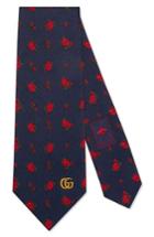 Men's Gucci Rosebuds Logo Silk Jacquard Tie, Size - Blue