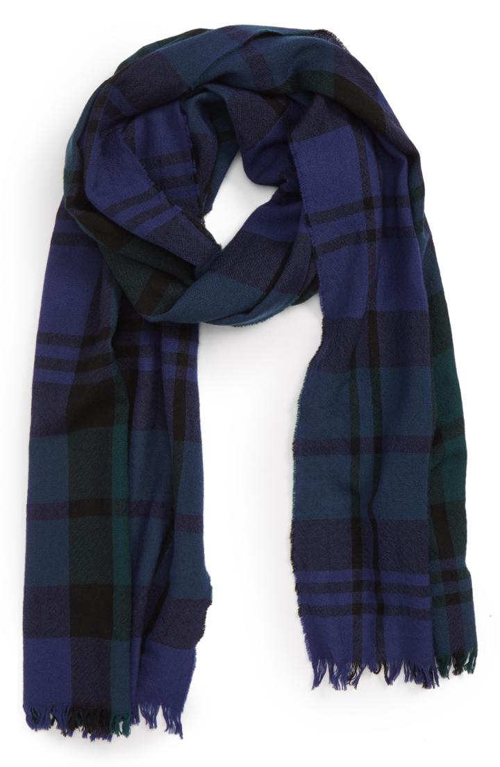 Men's Drakes Plaid Merino Wool Scarf