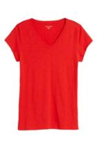 Women's Eileen Fisher Organic Cotton V-neck Tee, Size - Red