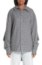 Women's Y/project Double Front Gingham Blouse - Grey