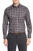 Men's David Donahue Regular Fit Plaid Sport Shirt - Grey