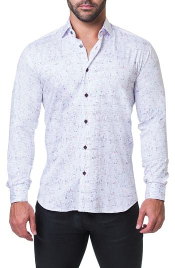 Men's Maceoo Einstein Morse Trim Fit Sport Shirt (s) - Red