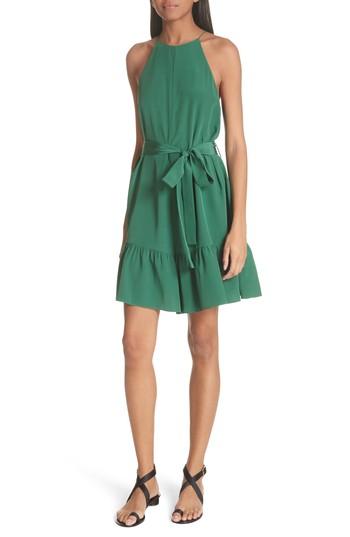 Women's Tibi Silk Halter Romper - Green