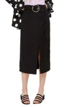 Women's Topshop Ring Buckle Midi Skirt Us (fits Like 0-2) - Black