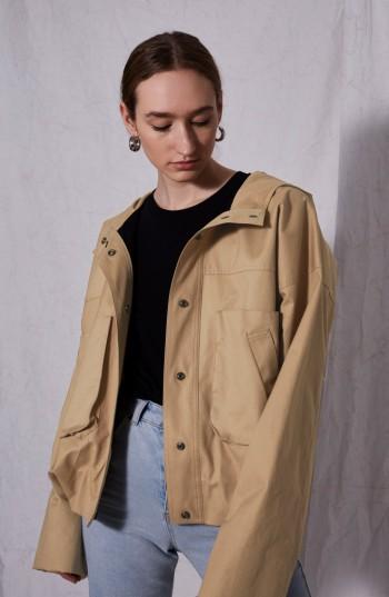 Women's Topshop Boutique Cropped Parka Us (fits Like 0-2) - Beige