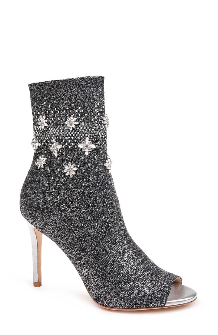 Women's Badgley Mischka Vivi Peep Toe Sock Bootie