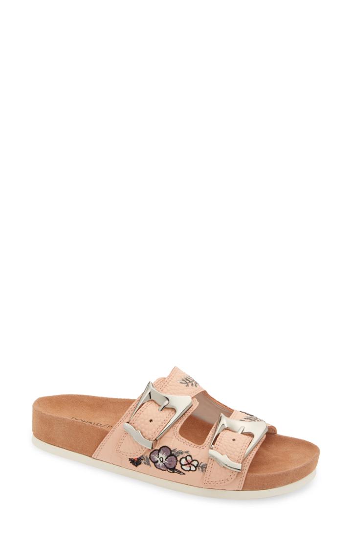 Women's Donald Pliner Baylie Embroidered Slide Sandal M - Pink