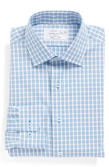 Men's Lorenzo Uomo Trim Fit Plaid Dress Shirt .5 - 34/35 - Blue