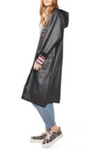 Women's Topshop Frosted Longline Raincoat Us (fits Like 0) - Black