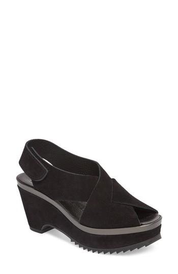 Women's Pedro Garcia Fayre Cross Strap Wedge Sandal .5us / 35.5eu - Black