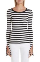 Women's Michael Kors Split Sleeve Stripe Sweater - Black
