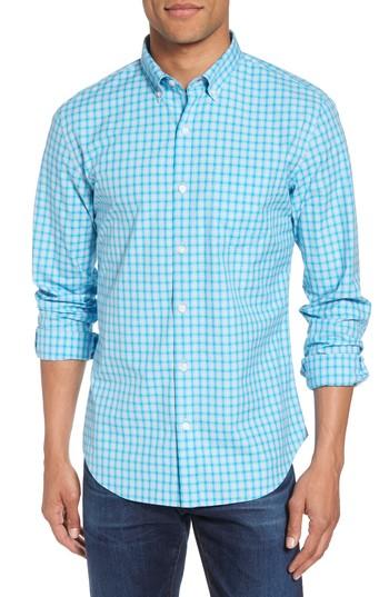 Men's Bonobos Slim Fit Washed Check Sport Shirt R - Blue