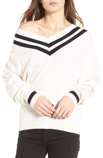 Women's Kendall + Kylie Stripe Sweater - White
