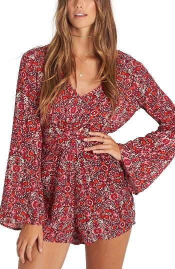 Women's Billabong Worlds Collide Print Romper - Red
