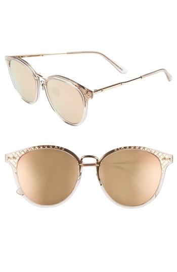 Women's Bottega Veneta 56mm Round Sunglasses - Gold