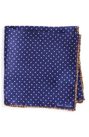 Men's Paul Smith Pindot Silk Pocket Square, Size - Blue