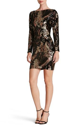 Women's Dress The Population Lola Sequin Velvet Body-con Dress - Brown