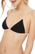 Women's Topshop Triangle Colorblock Bikini Top Us (fits Like 10-12) - Black