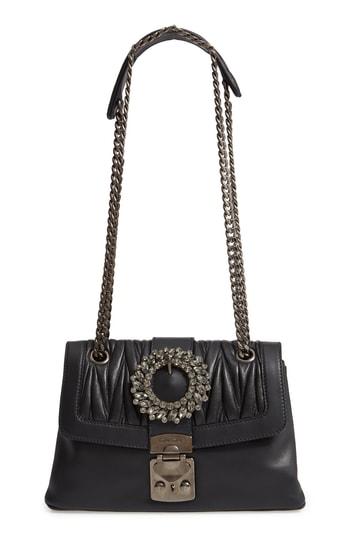 Fendi Grace Matelasse Leather Shoulder Bag - Black