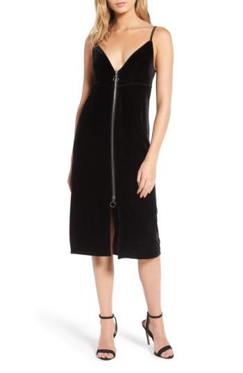 Women's 7 For All Mankind Velvet Midi Slipdress - Black