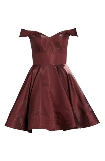 Women's Xscape Off The Shoulder Shimmer Party Dress - Red