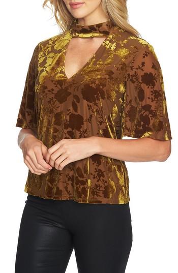 Women's 1.state Burnout Velvet Choker Top, Size - Metallic