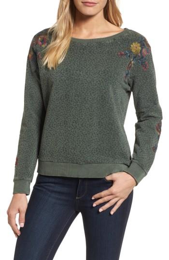 Women's Billy T Animal Print Embroidered Sweatshirt - Green