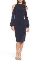 Petite Women's Maggy London Cold Shoulder Midi Dress P - Blue