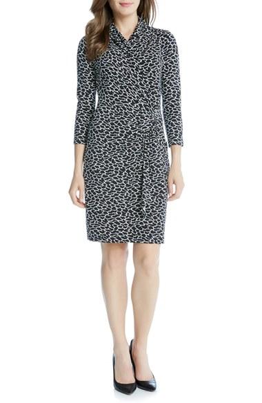 Women's Karen Kane Cascade Faux Wrap Dress - Black