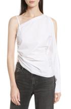 Women's T By Alexander Wang Cotton Poplin One-shoulder Top - White