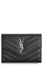 Women's Saint Laurent Monogram Matelasse Leather Passport Case - Black