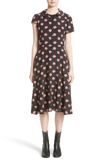 Women's Junya Watanabe Floral Print Crepe De Chine Shirtdress