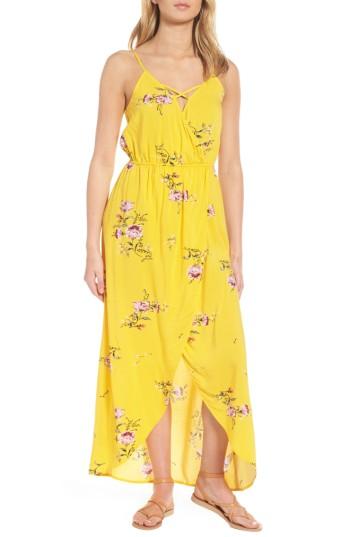 Women's Love, Fire Strappy Surplice Maxi Dress - Yellow