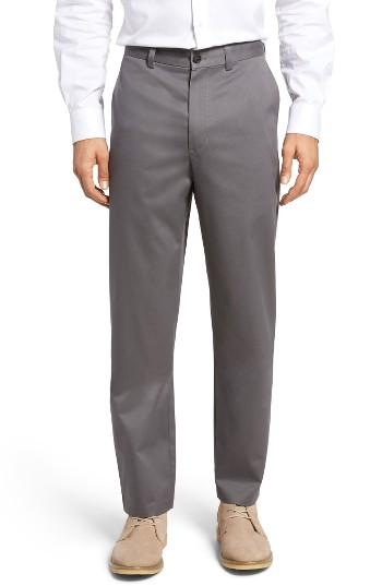 Men's Nordstrom Men's Shop 'classic' Smartcare(tm) Relaxed Fit Flat Front Cotton Pants X 30 - Blue (online Only)