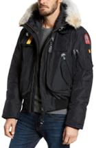 Men's Parajumpers Slim Down Bomber Jacket With Faux Fur & Genuine Coyote Fur Trim - Black