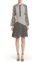 Women's Etro Polka Dot Print Silk Crepe De Chine Flutter Dress Us / 46 It - White