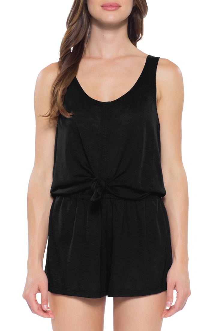 Women's Becca Breezy Basics Knot Cover-up Romper - Black