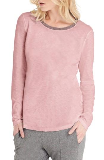 Women's Michael Stars Long Sleeve Ringer Tee, Size - Pink